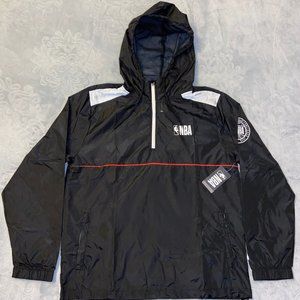 NBA‎ Mens 1/4 Zip Hooded Windbreaker Jacket Black Size Medium
